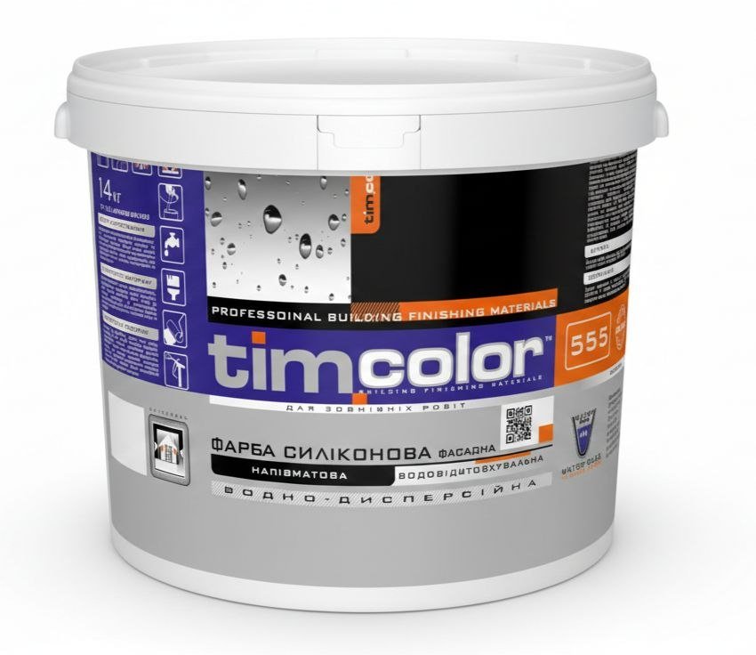 Фарба силіконова фасадна TimColor 555 (Напівматова, водовідштовхувальна) — фото 2